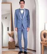 powder blue embroidered tuxedo with contemporary design