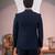 navy blue tuxedo with nature scenic print and hand embroidery