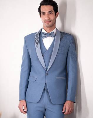 powder blue embroidered tuxedo with contemporary design 4