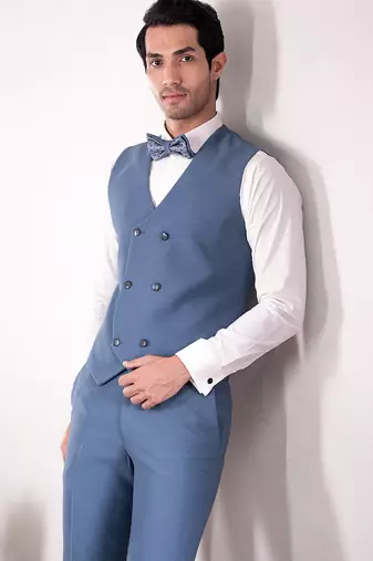 powder blue embroidered tuxedo with contemporary design