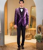 ombre purple velvet tuxedo with celestial star embroidery