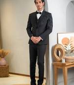 black embroidered tuxedo for men wedding wear