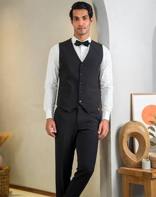 black embroidered tuxedo for men wedding wear 2