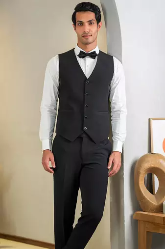 black embroidered tuxedo for men wedding wear