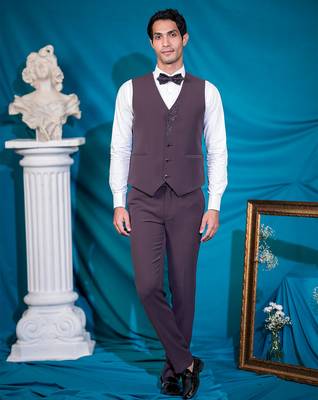dusty maroon embroidered tuxedo for men 3