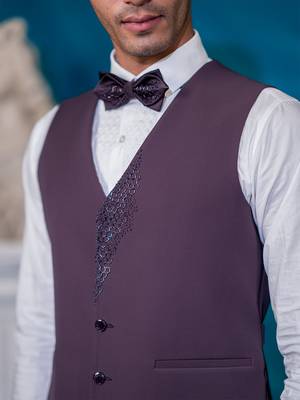 dusty maroon embroidered tuxedo for men 4