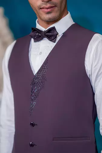 dusty maroon embroidered tuxedo for men