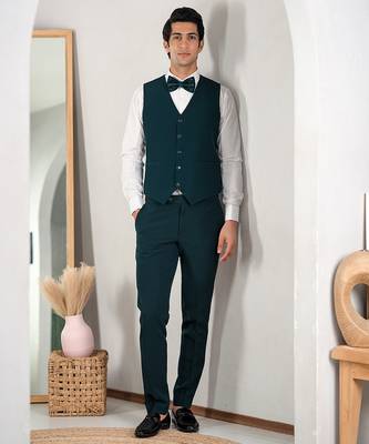 peacock green embroidered tuxedo set for men 3