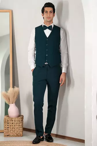 peacock green embroidered tuxedo set for men