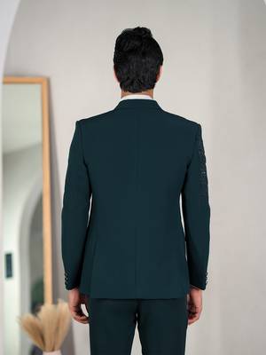 peacock green embroidered tuxedo set for men 5