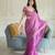 Magenta embroidered georgette saree