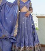 BLUE TISSUE Sequin AND THREAD LEHENGA & BLOUSE AND DUPATTA