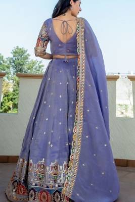 BLUE TISSUE Sequin AND THREAD LEHENGA & BLOUSE AND DUPATTA 4