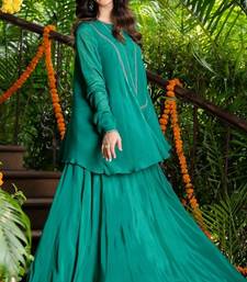 GREEN Embroidered KURTA AND SKIRT