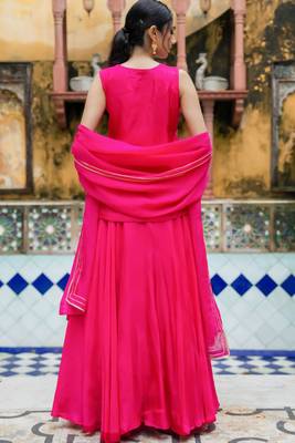 PINK SILK Embroidered LEHENGA AND TOP AND DUPATTA 4