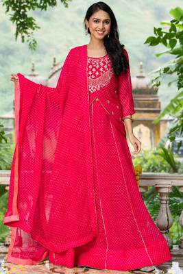 PINK BHANDHINI GEORGETTE GOTA PATTI LEHENGA Blouse AND DUPATTA 2