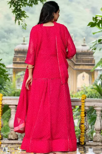 PINK BHANDHINI GEORGETTE GOTA PATTI LEHENGA Blouse AND DUPATTA
