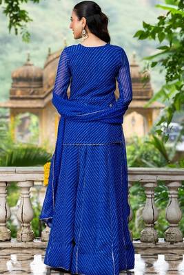 Blue BHANDHINI GEORGETTE GOTA PATTI LEHENGA Blouse AND DUPATTA 4