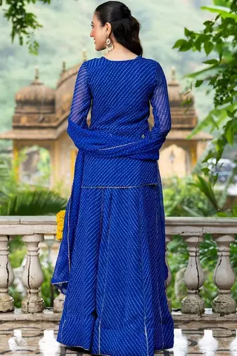 Blue BHANDHINI GEORGETTE GOTA PATTI LEHENGA Blouse AND DUPATTA