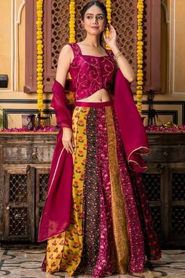 MULTI COLOUR ORGANZA Embroidered LEHENGA & BLOUSE AND DUPATTA 2