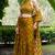 MUSTARD ORGANZA PRINTED Embroidered CROPE TOP AND SKIRT AND DUPATTA