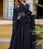 BLACK GEORGETTE LACE LEHENGA BLOUSE AND DUPATTA