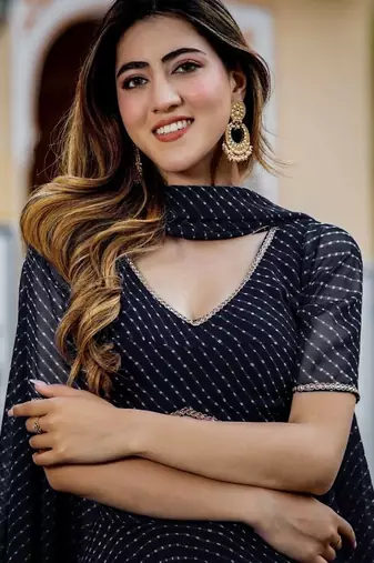 BLACK GEORGETTE LACE LEHENGA BLOUSE AND DUPATTA