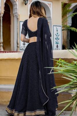 BLACK GEORGETTE LACE LEHENGA BLOUSE AND DUPATTA 4