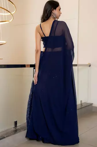 NAVY BLUE CHIKANKARI Sequin LEHENGA & BLOUSE AND DUPATTA
