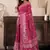 pink linen floral saree