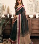   black linen solid saree