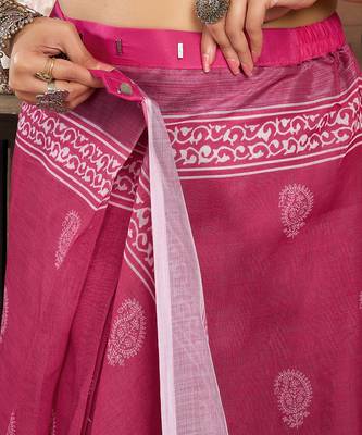 pink linen floral saree 3