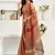 caramel linen striped & geomatric saree