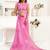 pink linen floral saree