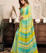 yellow linen striped (leheriya) saree