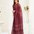 Women maroon linen ethnic motifs saree