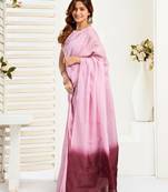 light pink   linen striped saree