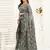 grey   linen geomatric color block saree