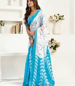 white linen leaf saree