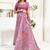 Women dusty wine linen floral & striped saree