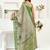 Women green linen floral & ethnic motifs saree