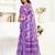 Women purple linen  floral and bird motifs saree