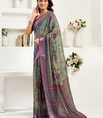 multicoloured linen ikat & floral saree