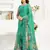 rama green linen floral saree