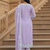 Lavender georgette thread embroidery work kurti pant with dupatta