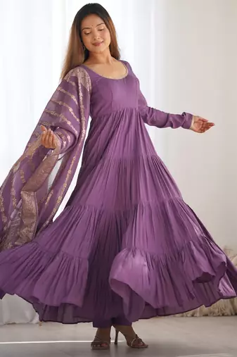 Heavy pure romansilk chanderi gown flair