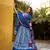 Blue batik printed dola silk lehenga choli & dupatta