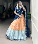 Orange sequins zari weaving chaniya choli