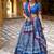 Blue batik printed dola silk lehenga choli & dupatta