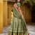 Green batik printed dola silk lehenga choli & dupatta